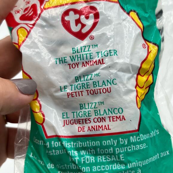 TY Beanie Baby NWT McDonalds Blizz the White Tiger - Picture 3 of 4
